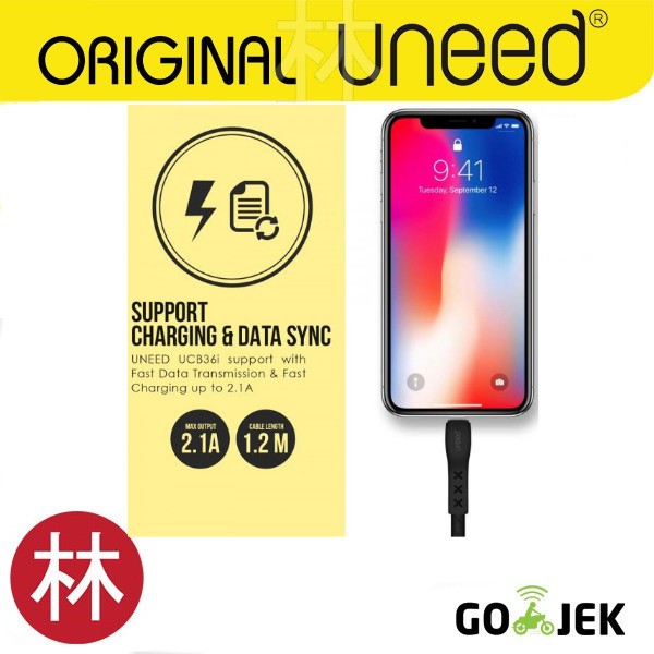 UNEED UCB36i Time Control Kabel Data Lightning Fast Charging Max 2.1A