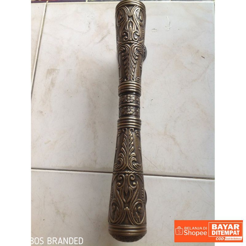 Brass antik motif ukir motif gada - pegangan pintu kuningan - Panjang 33 cm Termurah