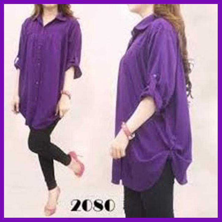 KEMEJA POLOS JUMBO,KEMEJA WANITA KATUN RAYON XXXL