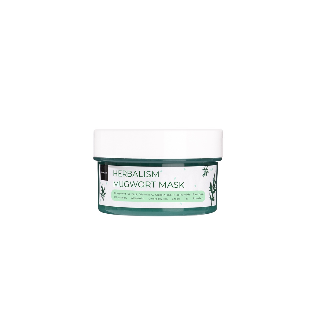 [COD] Scarlett Whitening Herbalism Mugwort Mask Menyamarkan Noda Melembabkan Menenangkan Kulit I BPOM 100% Original