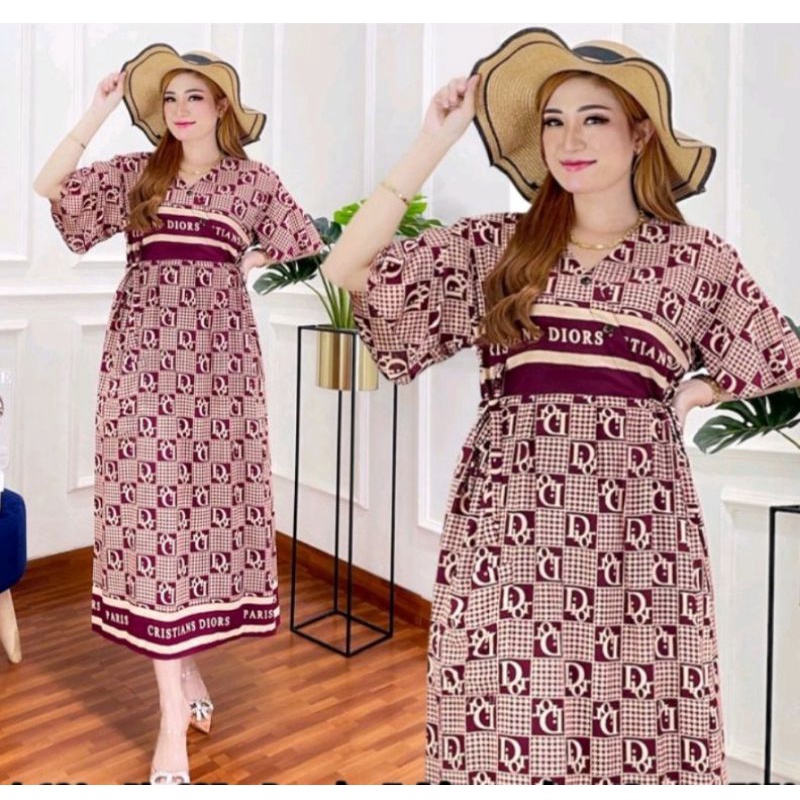 SEKDRESS CIBI MODEL KIMONO TERBARU MOTIF DIOR TERKINI BAHAN RAYON KEKINIAN ONESIZE  BISA UNTUK BUSUI  DAN BUMIL