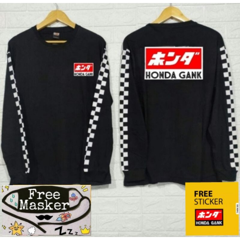 KAOS HONDA GANK HITAM LENGAN PANJANG DAN PENDEK