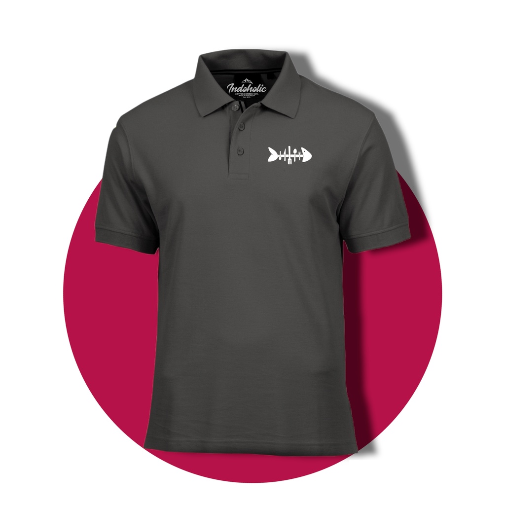 Indoholic Atasan Baju Pakaian Pria Kaos Kerah Polo Shirt Poloshirt Olahraga Sport Otomotif Wanita Original Katun Pique 100% Fish