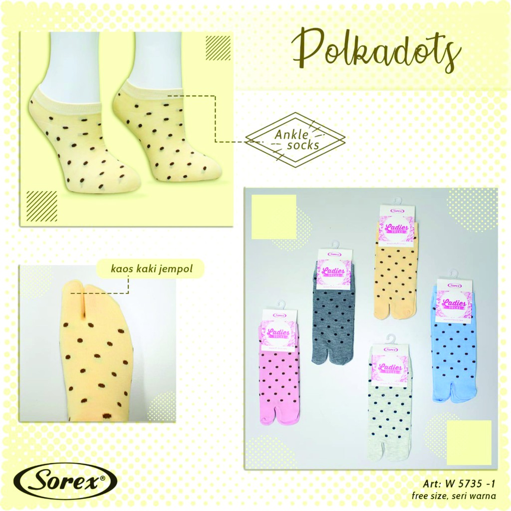 Kaos Kaki Wanita 1 set isi 3 pasang Sorex W 5735-1 / Ladies Socks Jempol Sneaker Semata Kaki W5735-1