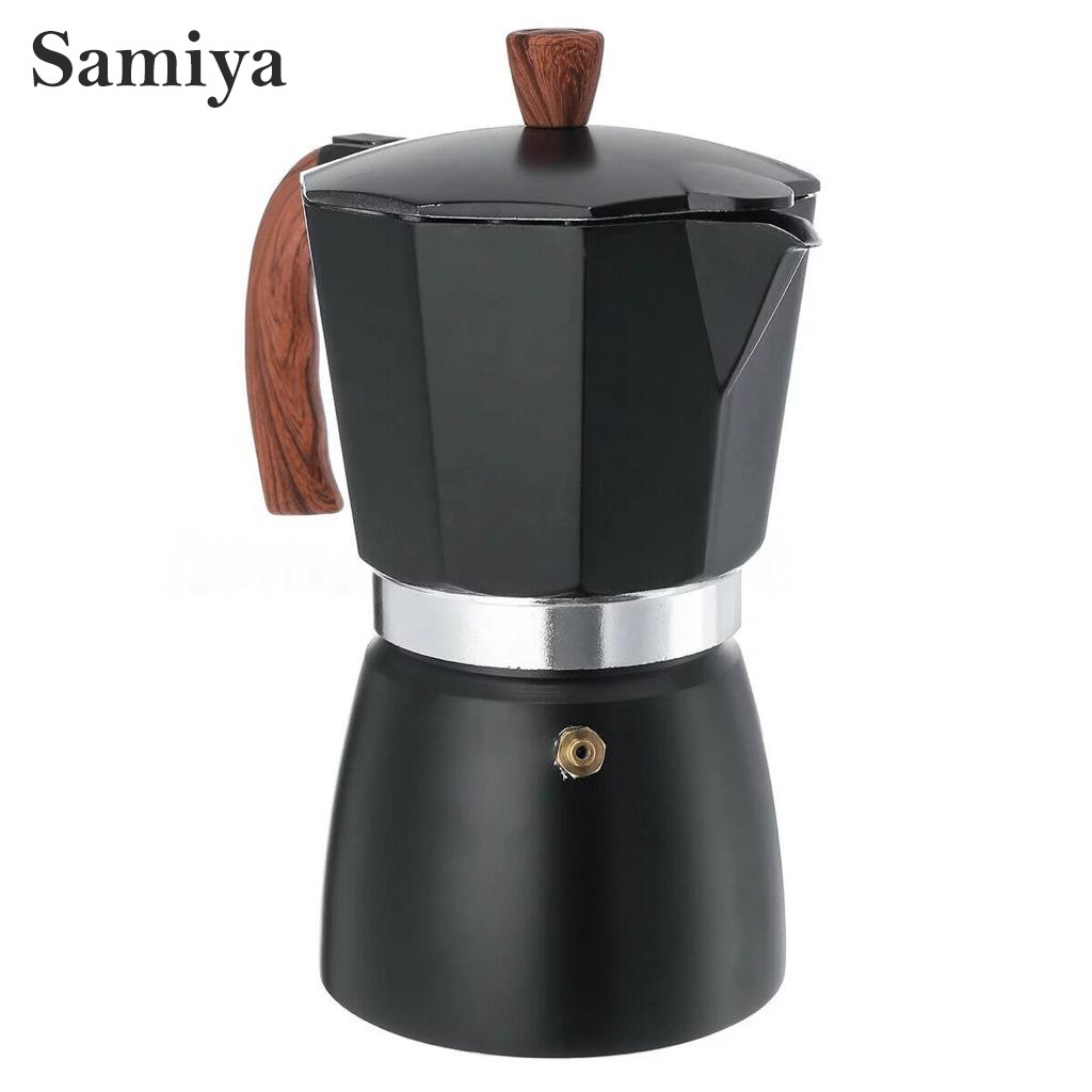 moka pot kopi hitam handle kayu / mokapot coffee wooden handle / teko kopi espresso maker black moka