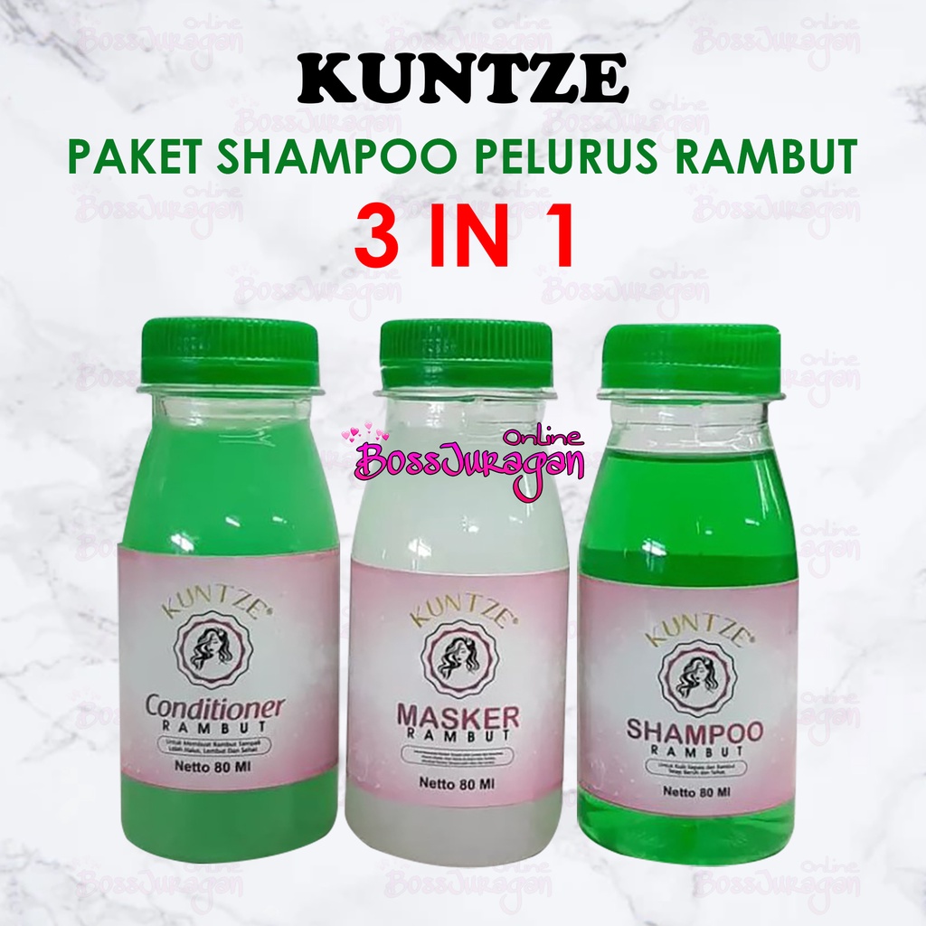 (BOSS) (PAKET 3IN1) Paket Shampoo Pelurus Rambut  3in1 Bpom/ Sampo Pelurus Rambut 3in1 Bpom - KUNTZE