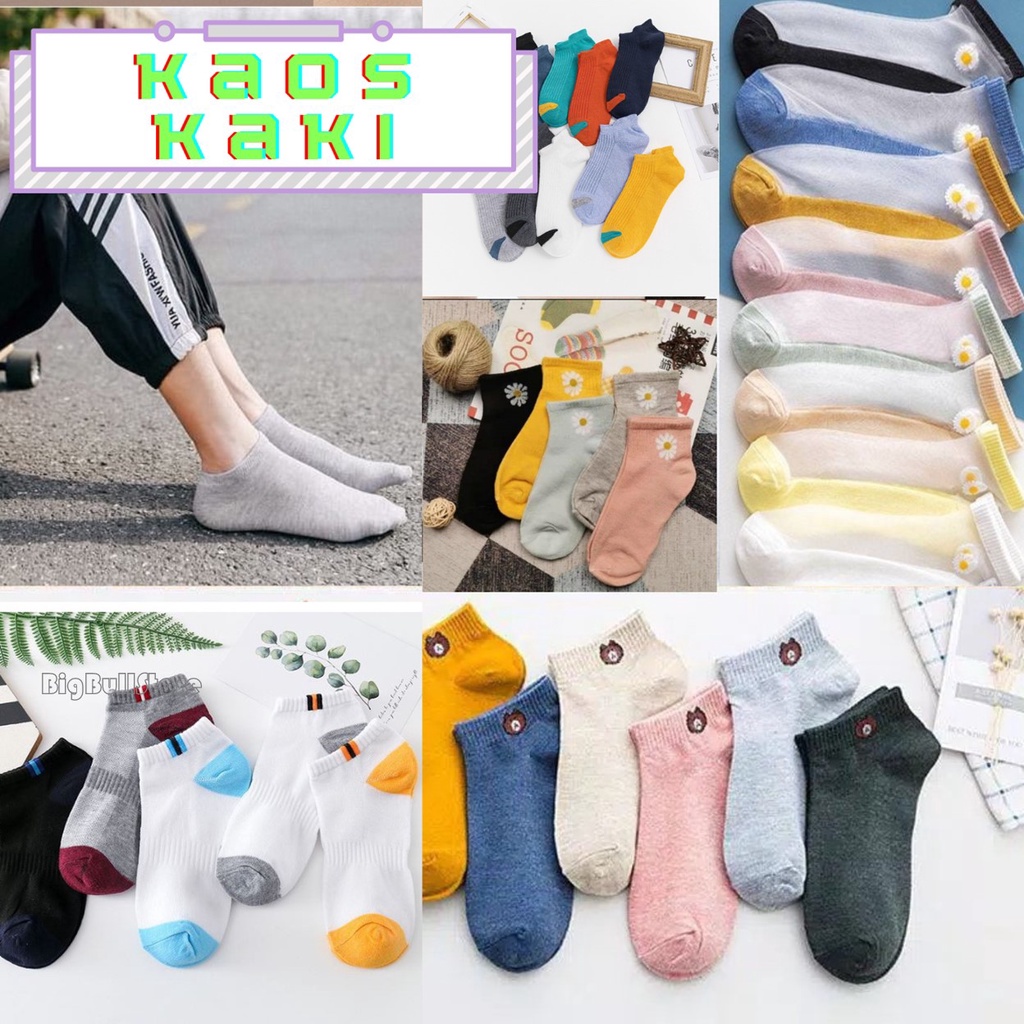 5Pasang Kaos Kaki Motif Korean Style Polos - Motif - Transparant - KK