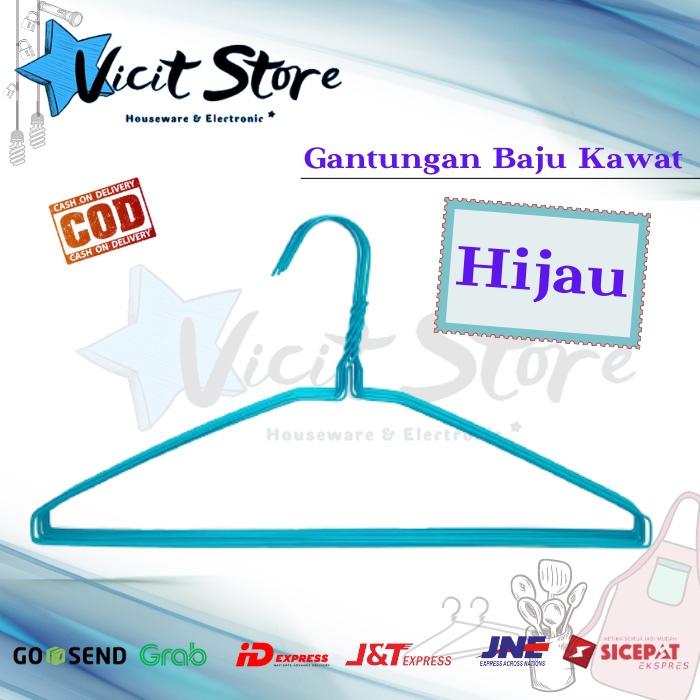 Gantungan Baju Kawat Coating Warna Anti Karat Ekonomis ( 1pack isi 10pcs )