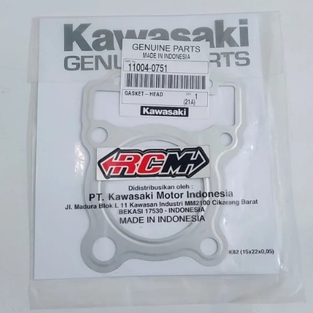 GASKET PAKING PERPAK CYLINDER SILINDER HEAD BLOK BLOCK HEAD COP ATAS KLX D-TRACKER 150 CC ORIGINAL KAWASAKI KGP ASLI 11004-0751