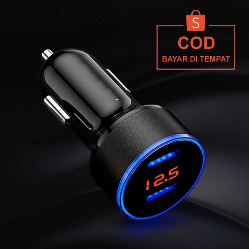 COD Charger Mobil USB Car Charger 4 in 1 Display Led Casan Mobil Colokan Mobil