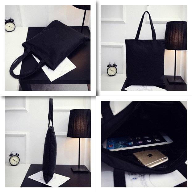 SALE WYK36B Tas Korea Hitam Simple Black Tote Bag Black Denier Impor New Part1 TKM