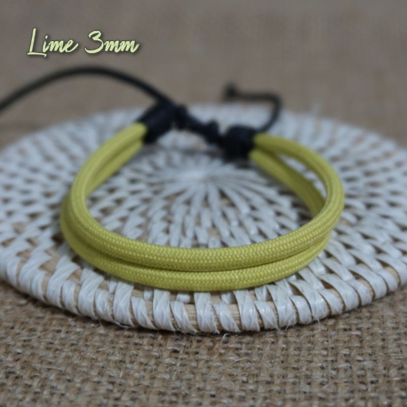 Gelang Prusik 2 Layer Paracord Bulat Hitam Polos