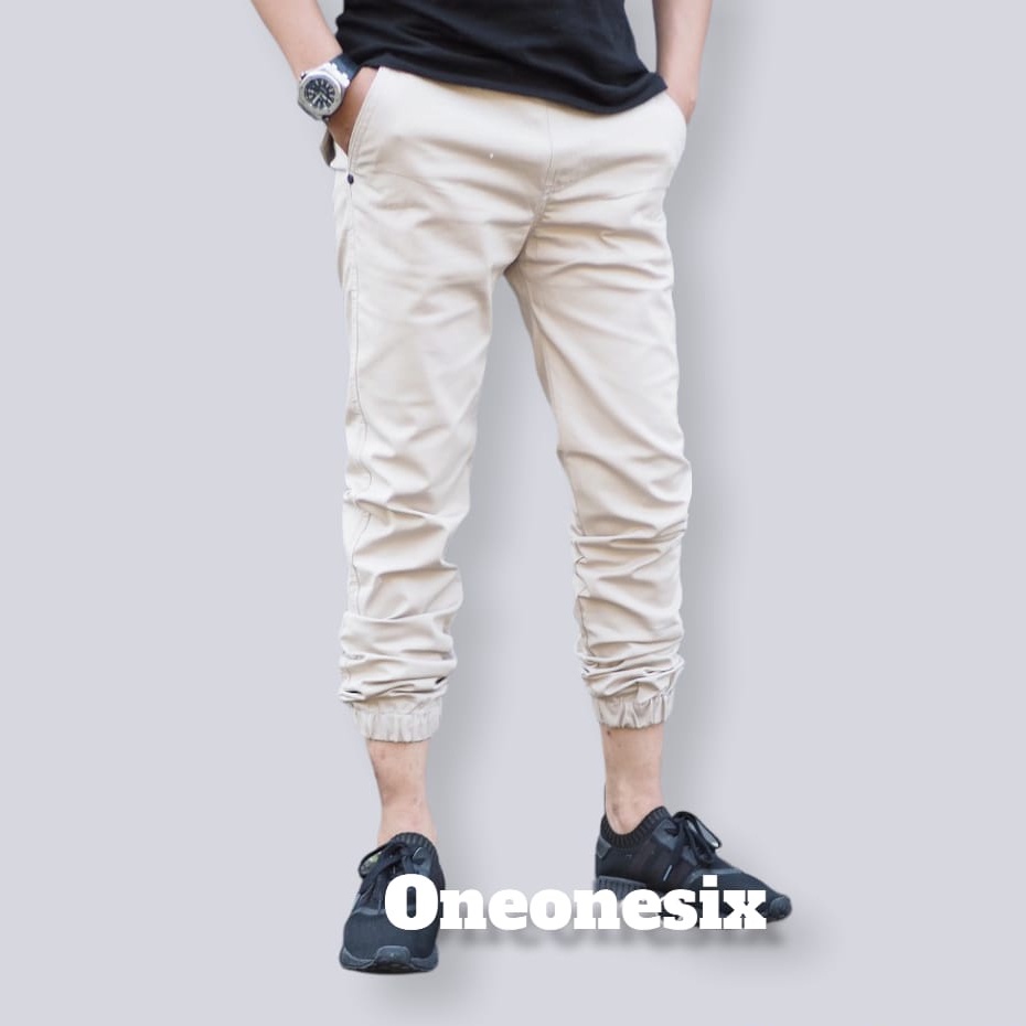 Celana Panjang Jogger Chinos Pria Wanita Premium Joger Chino Polos Bahan Katun Twill Ngaret/melar