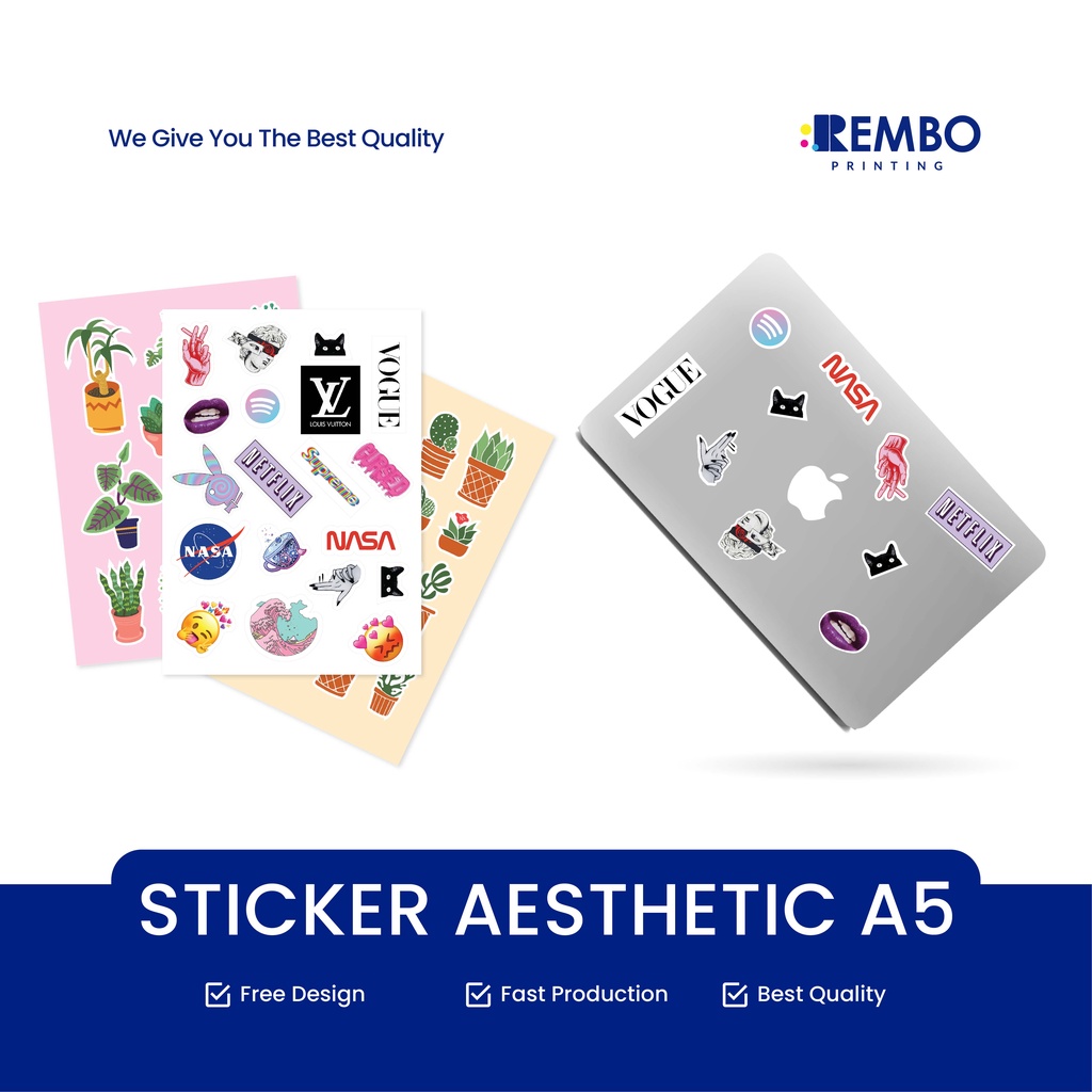 STIKER AESTHETIC A5 VINYL *BISA CUTTING* | STICKER ESTETIK HP | STIKER TUMBLER | STIKER LAPTOP BINDER