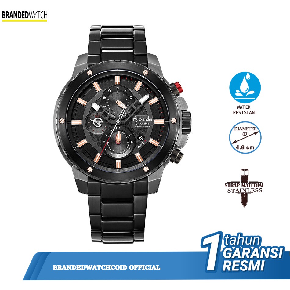 Alexandre Christie / Alexander AC 6530 Jam Tangan Pria Chronograph Original Diameter 4,6 cm