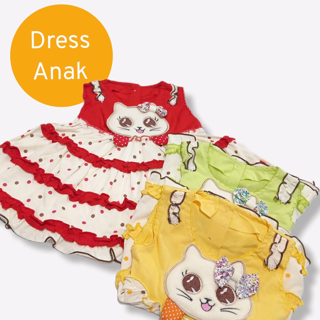 Setelan Dress Anak 3-18 Bulan Bordir Boneka