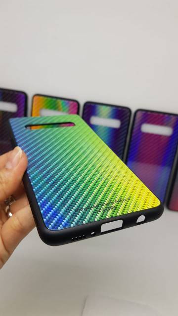 Glass Case Samsung S10 6.1 inchi UME Pattern Samsung G973 Hardcase Rainbow Glass Case