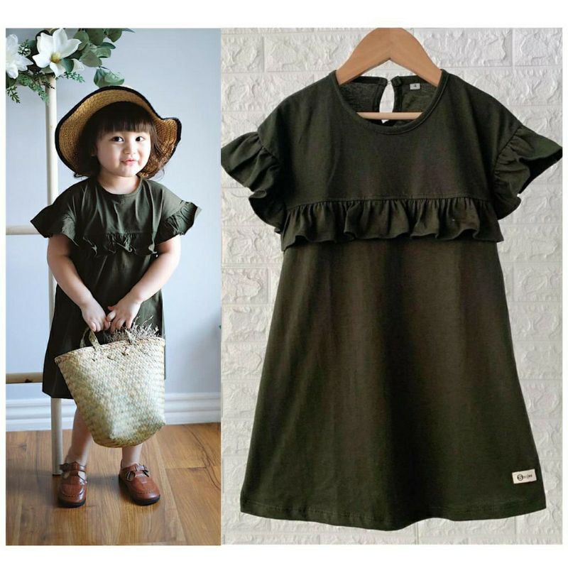 Dress Anak Ruffle Rumbay Polos Smilee Original Kaos Anak Super Premium Baju Anak Perempuan Terlaris Termurah Best Seller