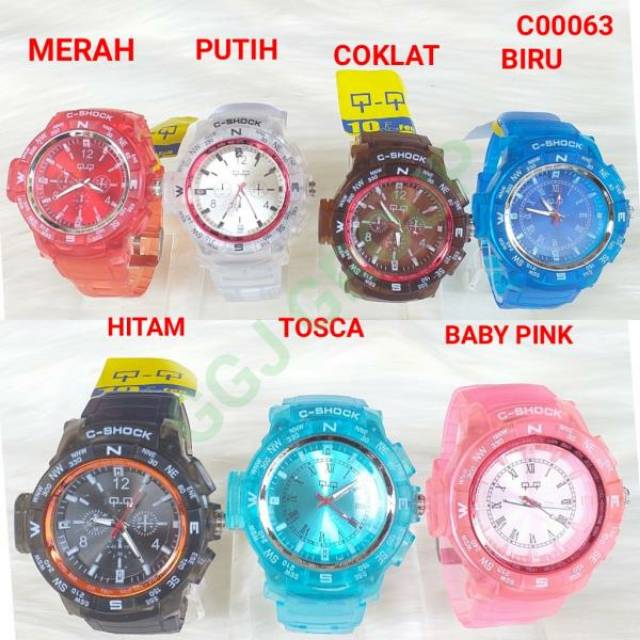 ( C063 ) JAM TANGAN SPORT TRANSPARAN DEWASA / WATER RESISTANT 3 ATM / TAHAN AIR