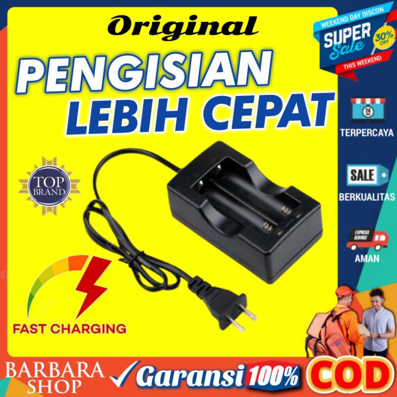 Charger Cesan Casan Senter Charging Batre Betrai Baterai 18650 Dual Slot