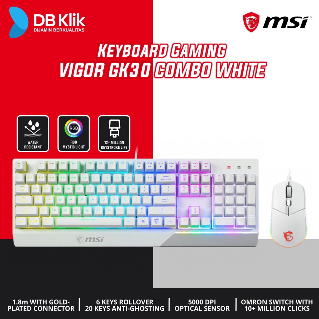 Keyboard Mouse Gaming MSI VIGOR GK30 Combo Wired 5000DPI