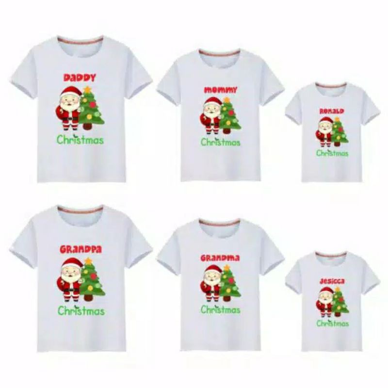 kaos Natal santa bisa request nama merry christmas santa