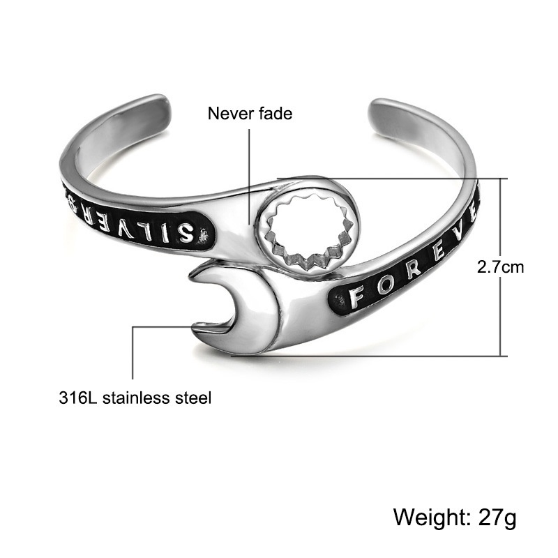 Gelang Bangle Biker Bahan Stainless Steel Gaya Punk Gothic Untuk Pria