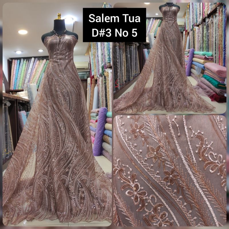 Kain Tile Brokat Tulle Akar Salur Sequin Payet D#3 No 5