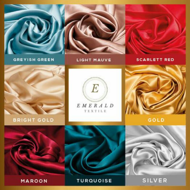 ( BUKAN HIJAB ) SETENGAH METER Kain Satin Charmuse Maxmara Silk Premium - Silver/Silver Grey ( HARGA PER 50cm KAIN )