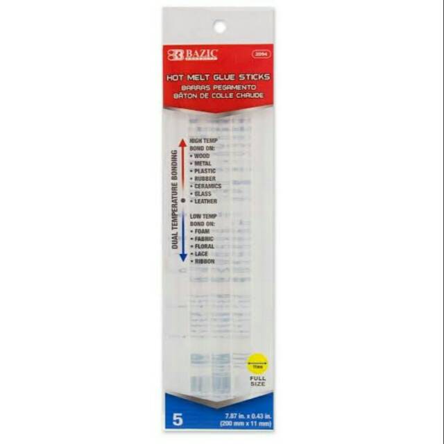 

Lem Tembak Dual Temp. Full Size Hot Melt Glue Sticks Bazic 7.87" x 0.43" (5s)