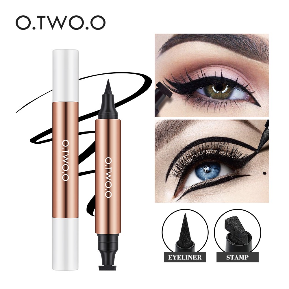 Eyeliner Stamp O TWO O 2 In 1 Eyeliner Stamp Waterproof Wing Eyeliner Liquid Waterproof Stamp Eyeliner 2 in 1 Eyeliner