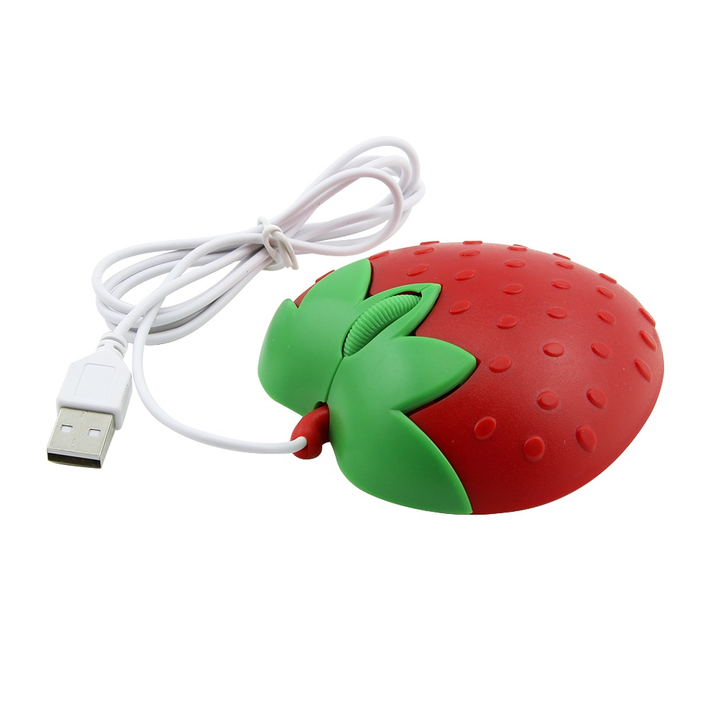 Mouse Wired Mouse Creative Cartoon Strawberry Shape Mouse Kabel DPI 800anak Belajar Mouse Komputer