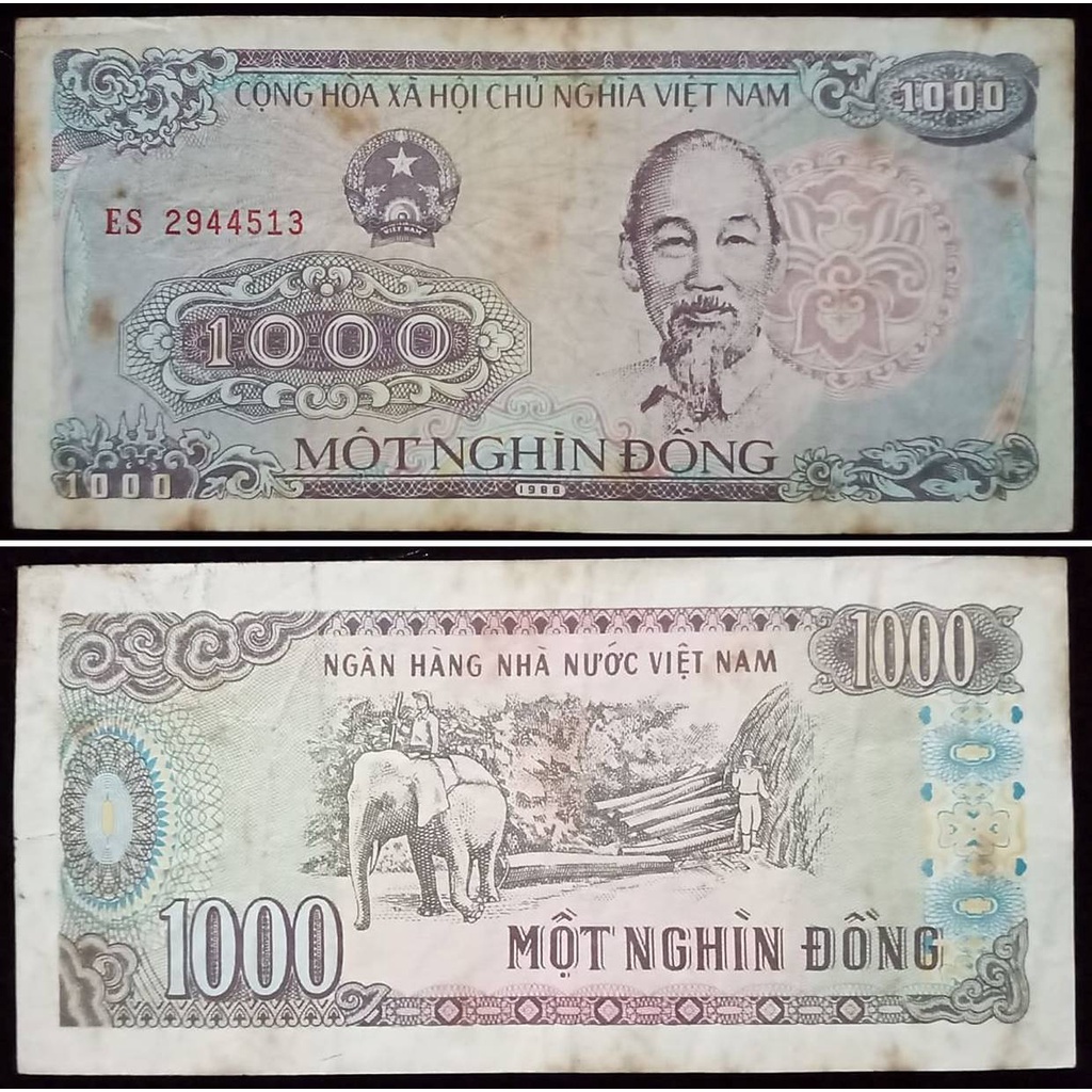 Uang Kuno Vietnam 1000 Dong Tahun 1988