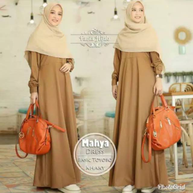 Gamis pemda / PNS mahya khaki tua by fania hijab