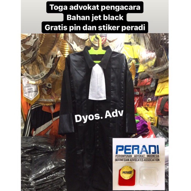 Toga Advokat toga pengacara dan jaksa bahan Jet Black gratis pin stiker peradi