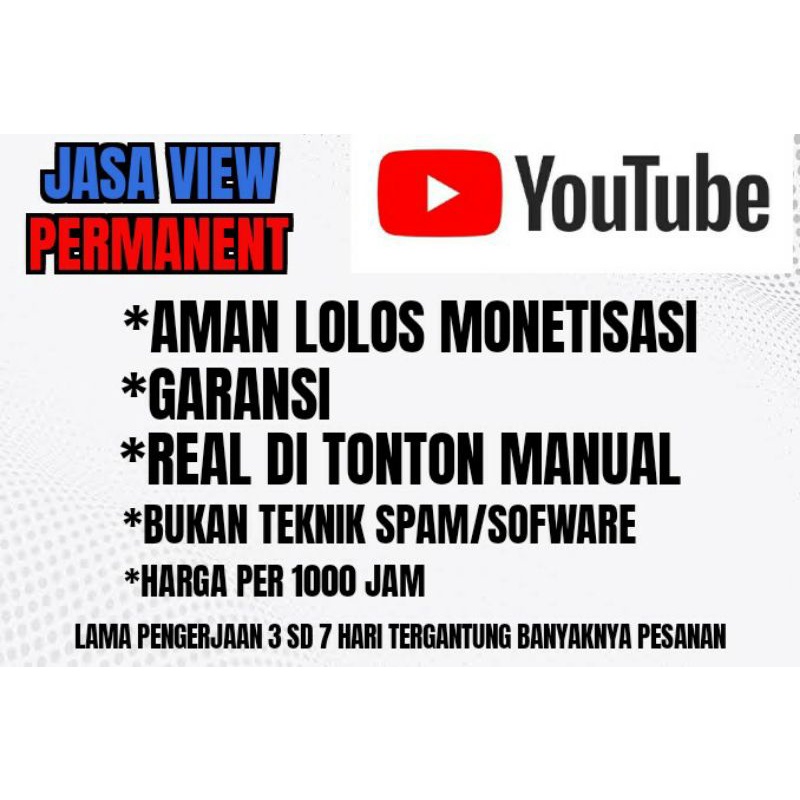JASA VIEW YOUTUBE 4000 HOURS/JAM BERGARANSI ANTI SPAM