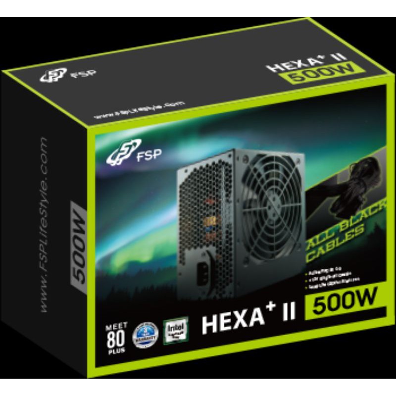 psu pura fsp hexa+ 500w flat kabel 80plus.