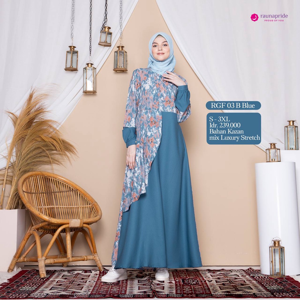 Sarimbit Rauna Couple Keluarga SR 03 BLUE / Sarimbit Rauna Terbaru 2022 / RGF 03A - RGF 03B - RRF 03 - RGAF 03 - RKF 03 - RKAF 03 / Fashion Muslim