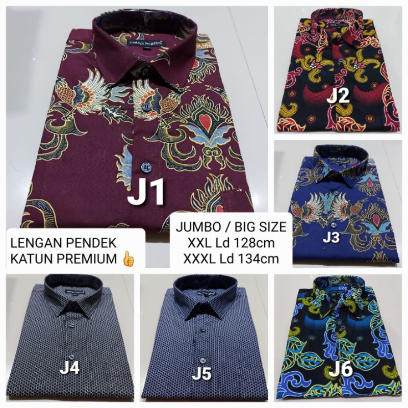 KEMEJA PRIA XXL XXXL HEM PRIA JUMBO BIG SIZE LENGAN PENDEK MOTIF KATUN PRINTING PREMIUM