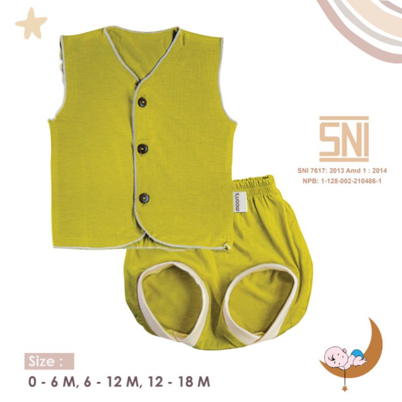 SNI MOONS Stelan Kutung Polos Newborn Premium | Baju Bayi Newborn