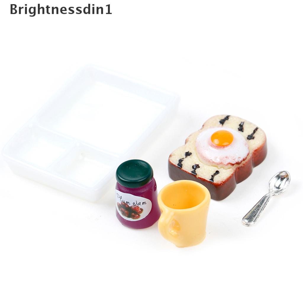 (Brightnessdin1) Miniatur Piring Selai / Roti / Sendok / Gelas Untuk Aksesoris Dapur Rumah Boneka