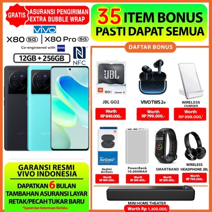 VIVO X80 PRO 5G &amp; X80 5G 12/256 GB RAM 12GB ROM 256GB GARANSI RESMI VIVO INDONESIA