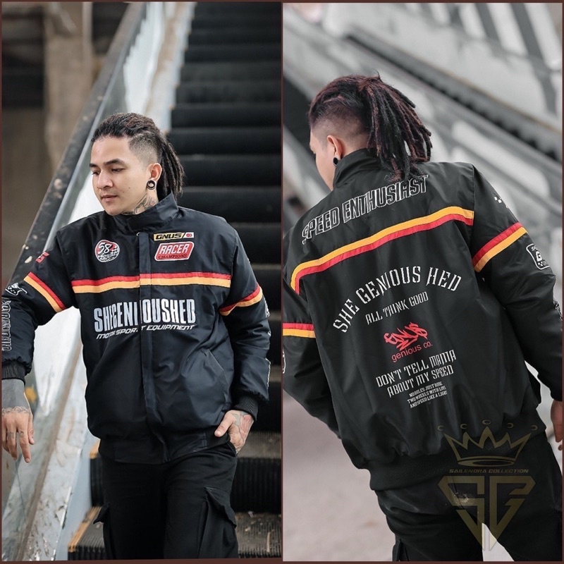 SOUTHWEEK | Nascar Jacket Motowear Racing Addiction - Jaket Motor Pria/Wanita-GNS’Fullblack -yellw