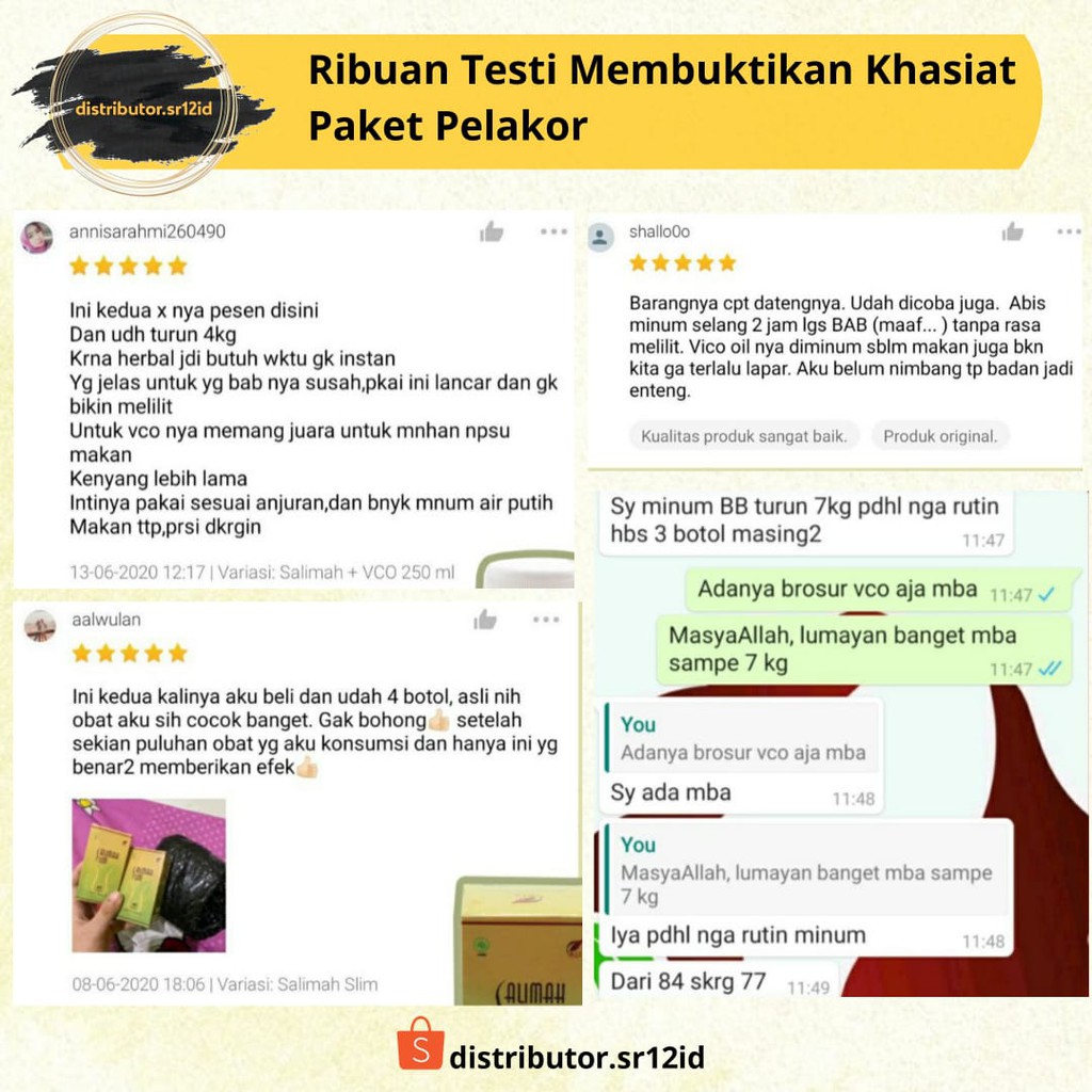 Paket Ampuh Pelangsing Badan Obat Diet Herbal Penurun Berat Badan Salimah Slim VCO SR12