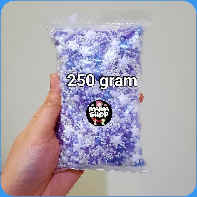 

SPIKEL SPRINKLE TRIMIT 250 GRAM MUTIARA BINTANG HATI MIX PEARL STAR