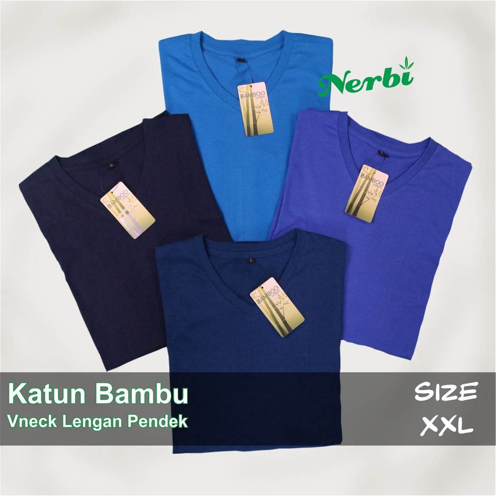 Kaos Polos Katun Bambu V-Neck Pendek XXL Cotton Bamboo