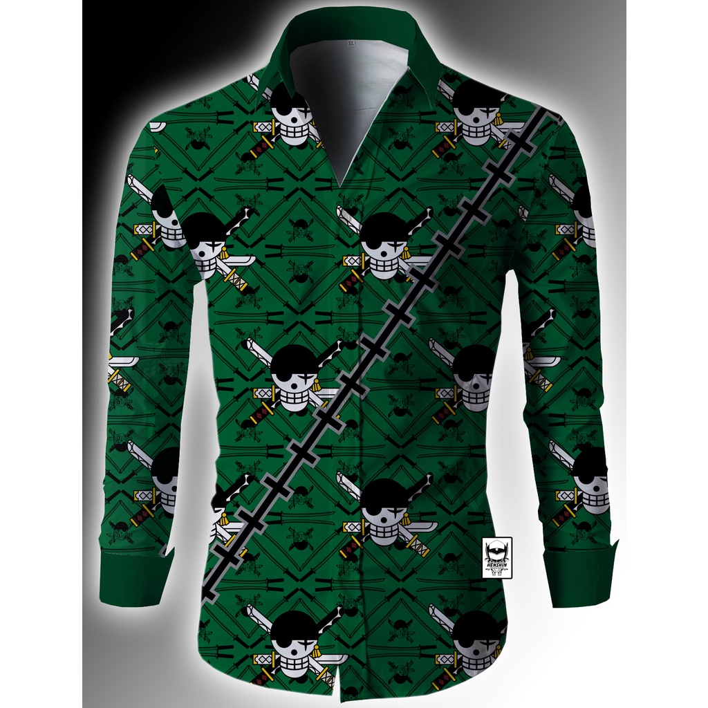 Kemeja Anime Roronoa Zoro One Piece Straw Hat Pirates