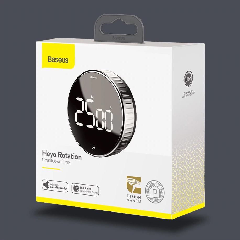 Baseus Heyo Rotation Timer Masak Dapur Magnetic Digital Countdown Alarm - ACDJS-01 - Black