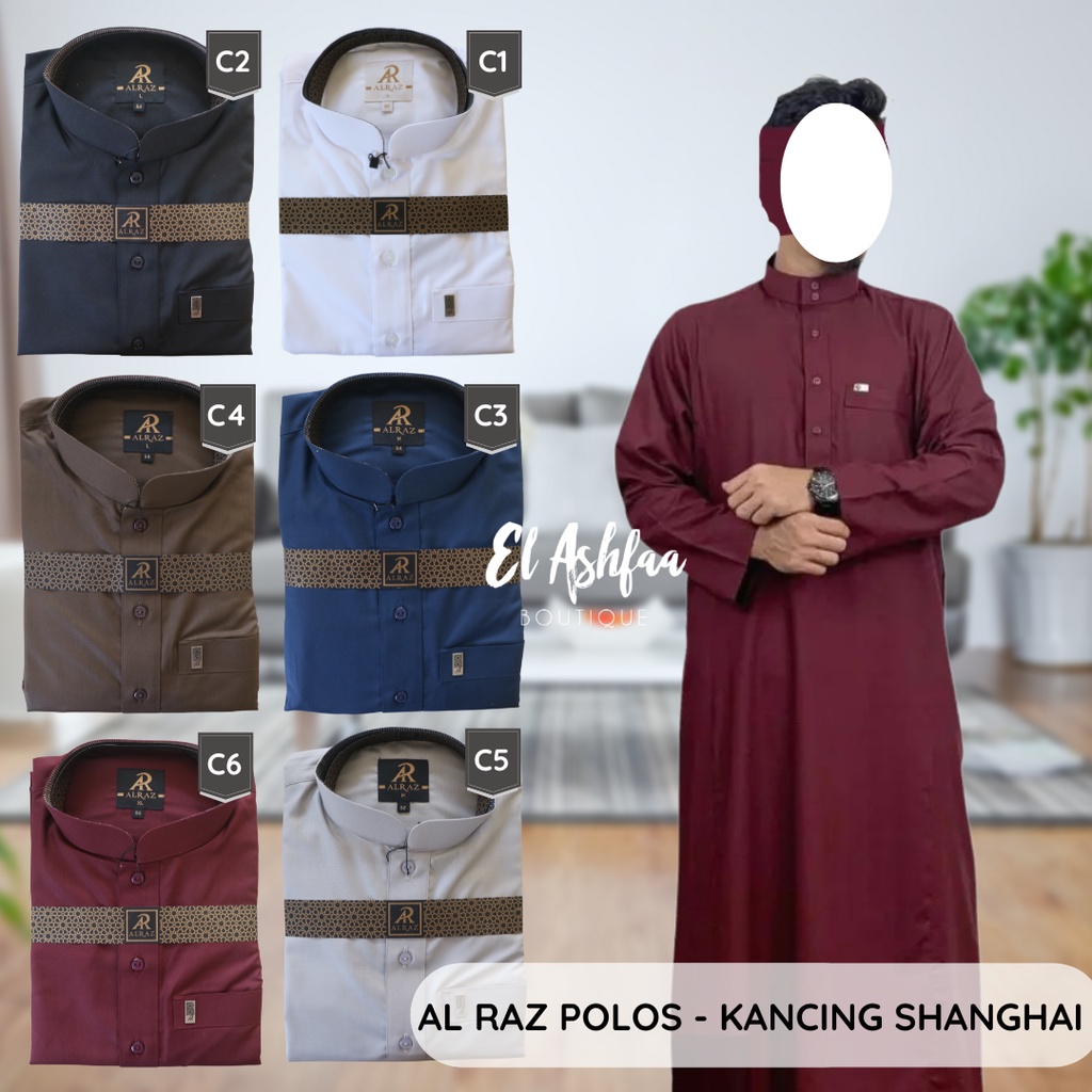 Jubah Saudi | Gamis Pria | Al Raz Polos Non Manset Kerah Shanghai - El Ashfaa Boutique