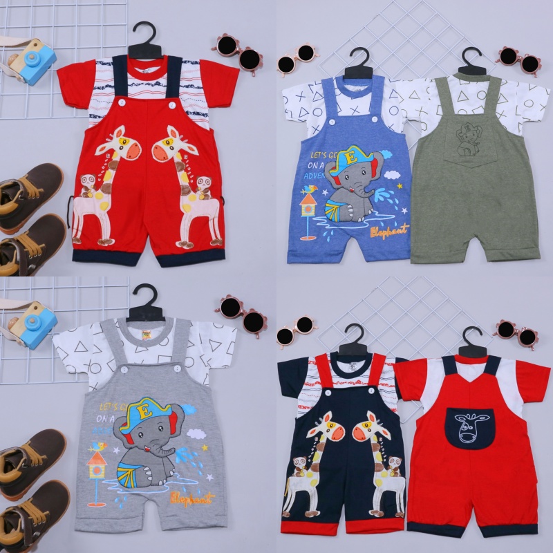 (SNI) Celana Kodok Kaos uk Bayi 3-18 Bulan / Baju Bayi Laki Perempuan - Setelan Anak - Overall Baby + Kaos